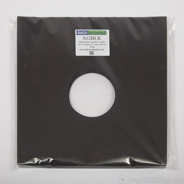 12'' Black Paper Record Sleeves. Fi